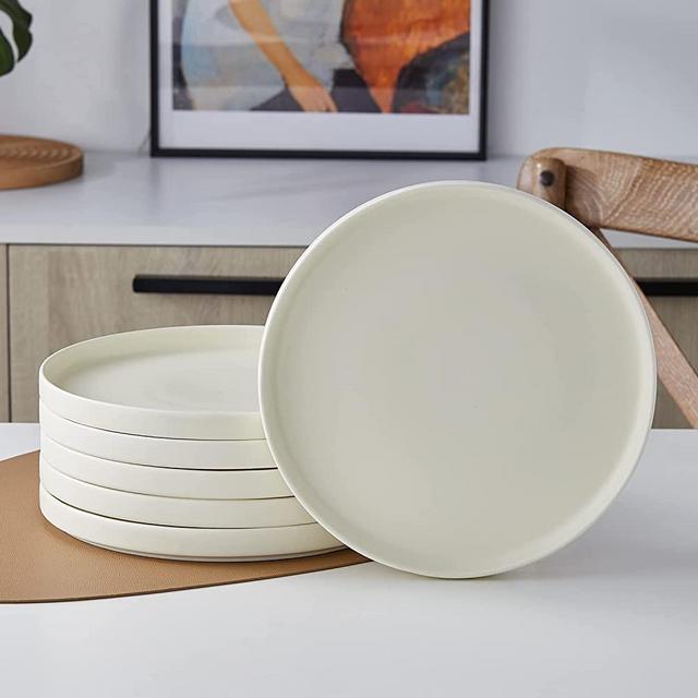 Stone Lain Stella Dinner Plate 6-Piece Set, Round, Porcelain, Cream