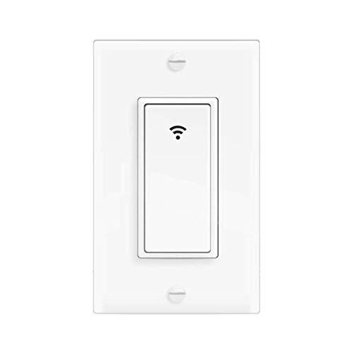 Vaticas Smart Light Switch, WiFi Wall Switch Compatible with Alexa, Google Home and IFTTT, with Remote Control and Timer, Neutral Wire Required, 2.4G WiFi, No Hub (1 Gang)