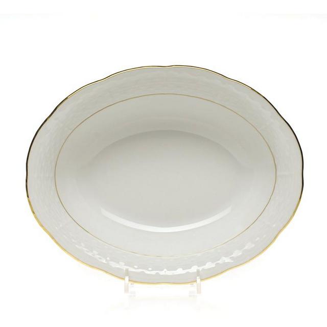 Herend - Golden Edge White Oval Vegetable Dish