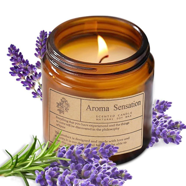 ARCASA Organic Lavender Candles - Non Toxic Soy Candles for Home, Stress Relief & Meditation (7oz)