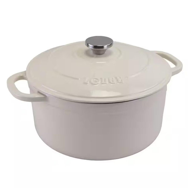6.5qt Round Enameled Cast Iron Dutch Oven, Biscotti with Lid by Lodge