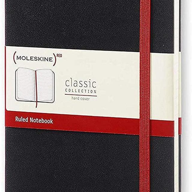 Moleskine (PRODUCT) RED Classic Notebook, Hard Cover, Large (5" x 8.25") Ruled/Lined, Black, 240 Pages