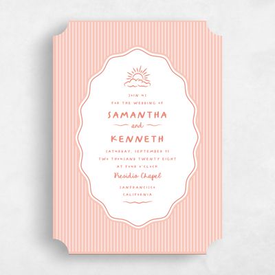 Orange Ticket Wedding Invitation - Sole Classic