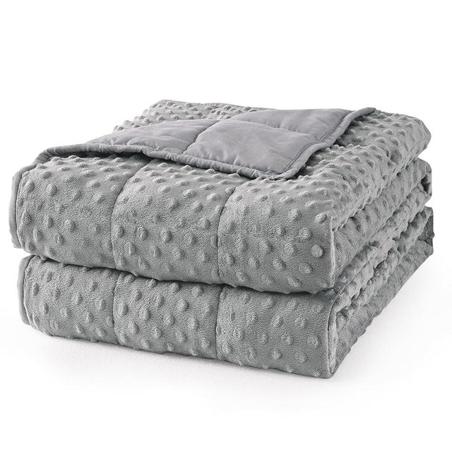Mr. Sandman Weighted Blanket for Adults, Minky Dots Heavy Blanket for Woman,Man Sleeping and Calm, Soft and Cozy Weighted Throw Blankets, Machine Washable, 48 x 72in, 12 lbs, Grey