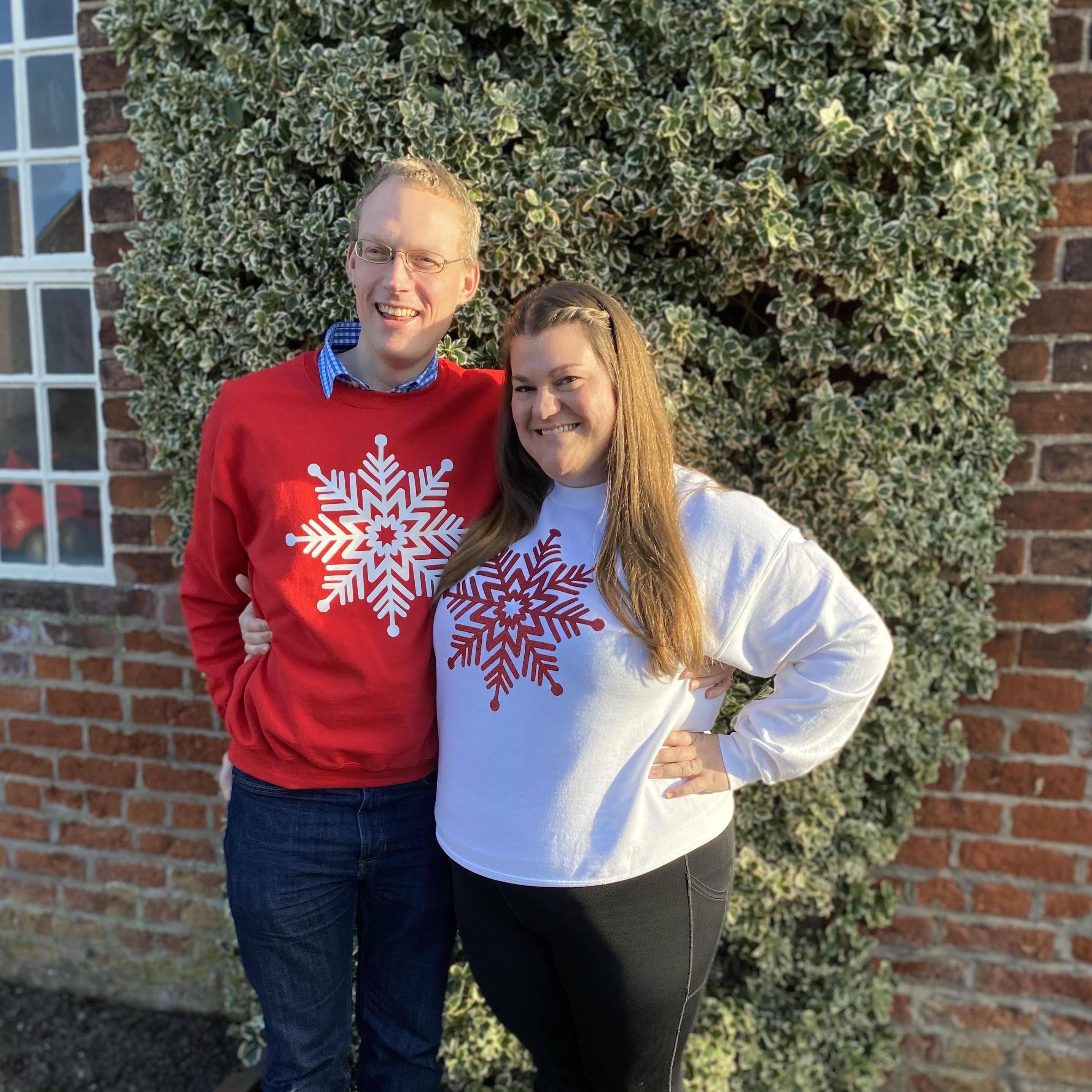 Christmas Day 2020 sporting our matching sweatshirts!