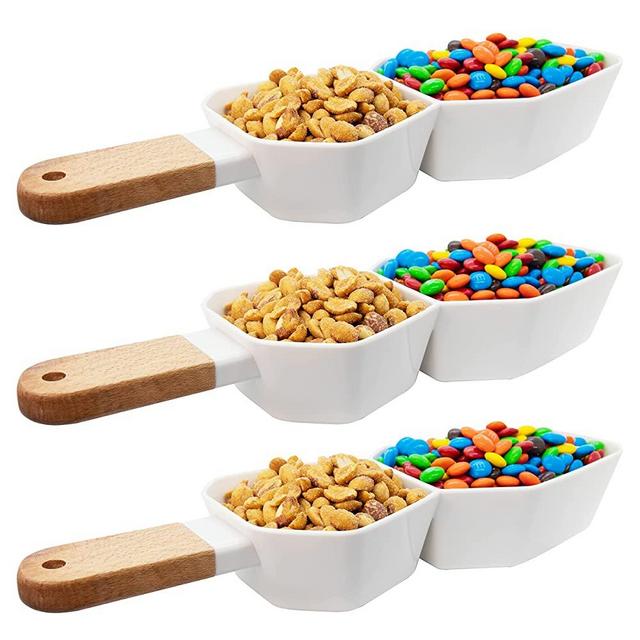 Machika Snack Dish with Divided Plastic Compartments and Bamboo Handle (3)