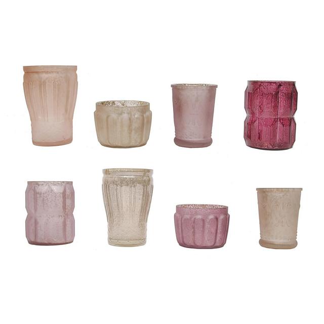 8pc Mercury Glass Votive Holder Set Plum/Pink 3"x5" - 3R Studios