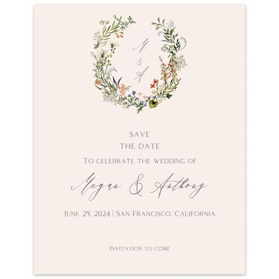 Beige Floral Wedding Digital Save the Date - Bellfort Portrait