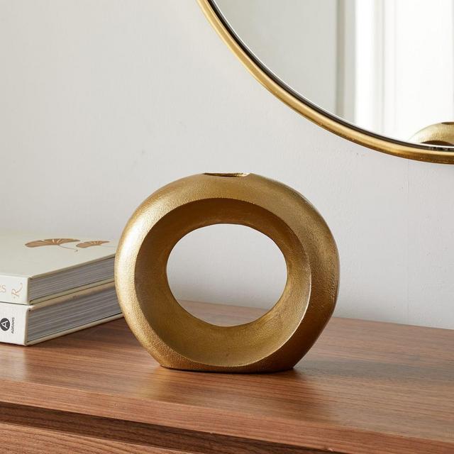 Metal Pebble Vase, Brass, Loops