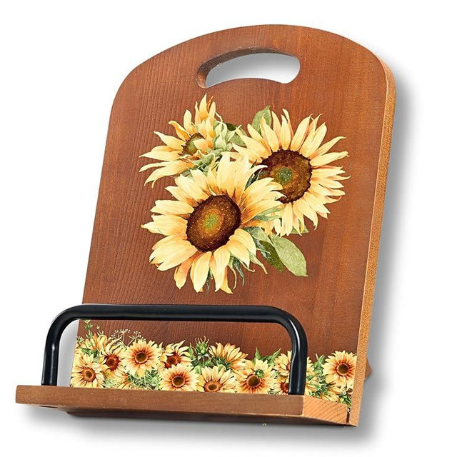 INNObeta Cookbook Stand for Kitchen Counter, Adjustable Tablet Recipe Book Holder, Perfect Gifts for Women, Mom, Grandma on Birthday, Unique Kitchen Decor, Sunflower