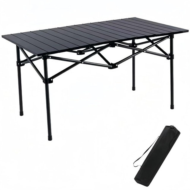 Xajsdlxs Folding Camping Table, Portable Beach Table,with Portable Bag，Suitable for Indoor, Outdoor, Camping, Backyard, Party, Patio, The Black Camping Table at The Beach