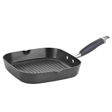 Anolon Advanced Hard-Anodized Nonstick 11-Inch Deep Square Grill Pan with Pour Spouts, Gray - 83629