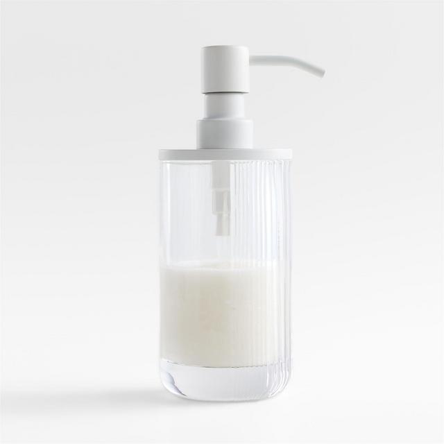 Ribbed White Glass Soap Pump