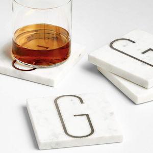 Marble "S" Monogram Coasters, Set of 4 + Reviews | Crate & Barrel