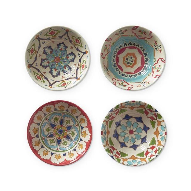 Iznik Outdoor Melamine Mixed Large Dip Bowls, Set of 4