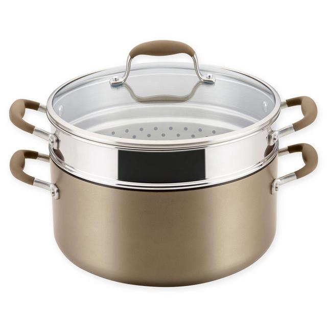 Anolon® Advanced™ Home Hard-Anodized 8.5 qt. Covered Stock Pot & Steamer Insert in Bronze