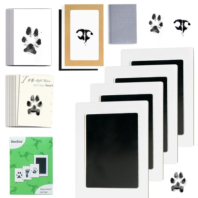 DeerZone Inkless Paw Print Kit,Dog Paw Print Kit,Dog Nose Print Kit,Clean Touch Ink Pads and Imprint Cards,Pet Paw Print Impression Kit for Dogs Cats Footprint Keepsake