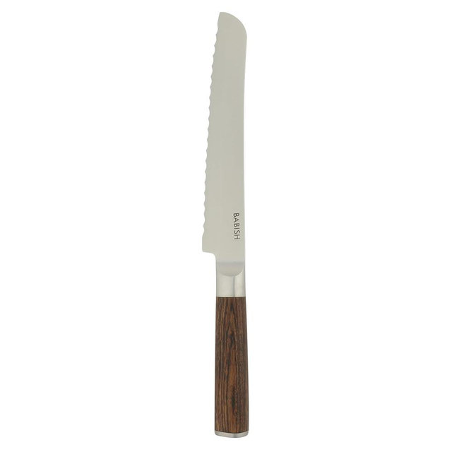 Babish 8-Inch Bread Knife – High-Carbon 1.4116 German Steel Serrated Knife with Dark Pakka Wood Handle, Full-Tang Razor Sharp Kitchen Knife for Slicing Bread, Crusting & Artisan Loaves