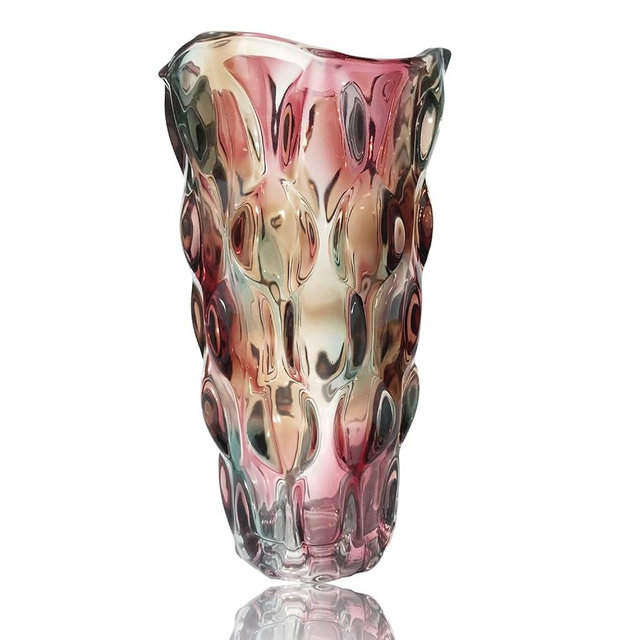 Eastern Rock Unbreakable Flower Glass Vase 2.4lb 9.5inch Sparkle vase Bohemian Style, for Centerpieces,Kitchen,Office, Living Room,Wedding,Gifts, Perfect Home Decor Glass Vase (Purple Light)
