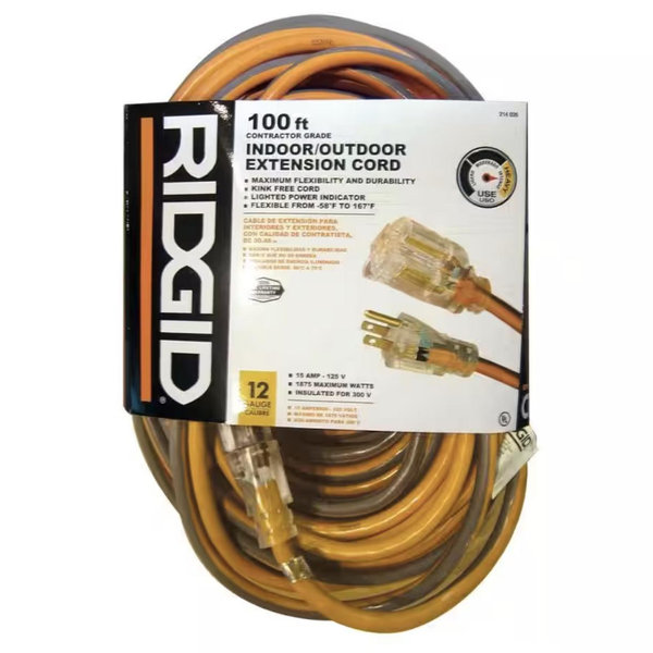 RIDGID 100 ft. 12/3 Extension Cord AW62621