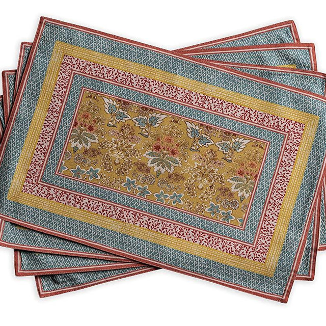 Maison d' Hermine Marquise 100% Cotton Set of 4 Placemats for Dining Table Kitchen Wedding Everyday Use Dinner Parties Spring/Summer (13"x19")
