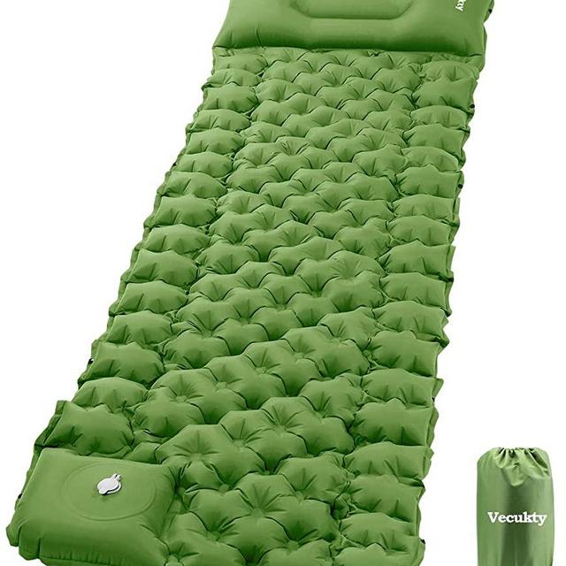 Inflatable Camping Sleeping Pads w/Pillow, Upgraded Ultralight Air Sleeping Mat with Pump Durable Waterproof for Camping, Backpacking, Hiking, Compact & Lightweight Outdoor Air Mattress