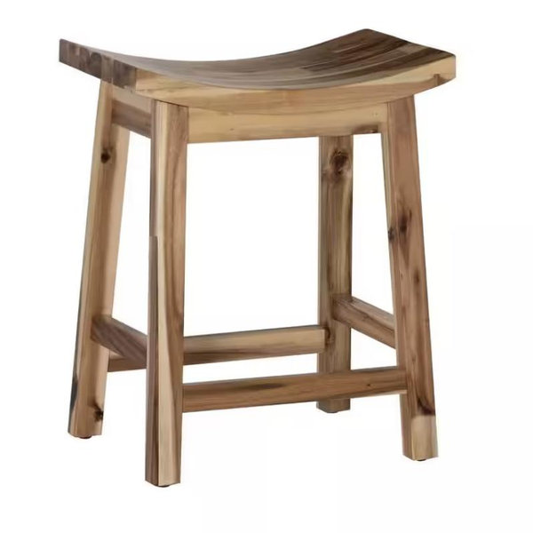Powell Company Hunter Saddle 24 in. Natural Brown Backless Wood Counter Stool with Wood Seat D1020B16CS