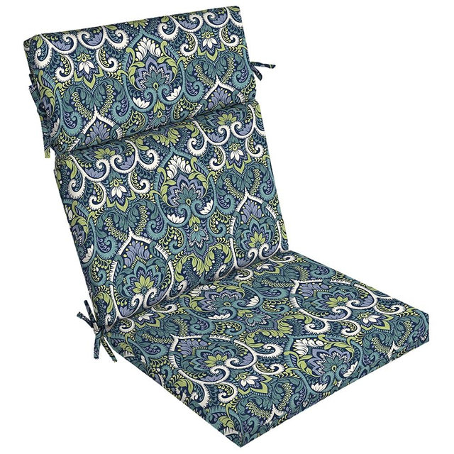 ARDEN Outdoor Chair Cushion, 21 x 20, Rain-Proof, Fade Resistant Sapphire Aurora Blue Damask