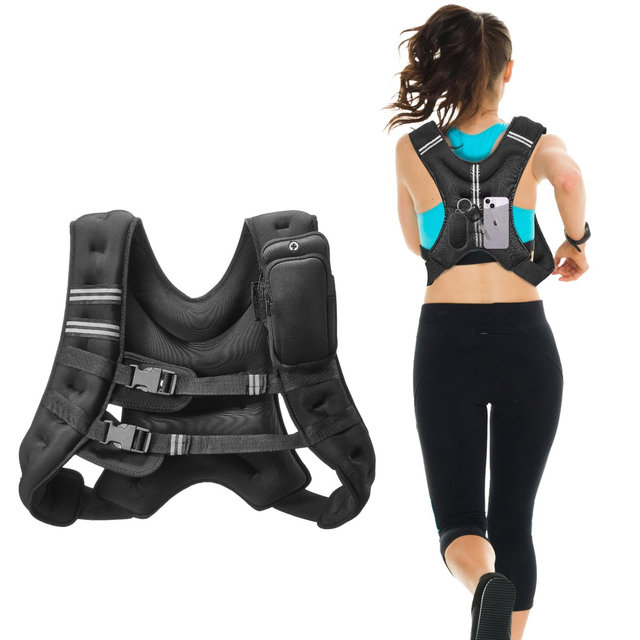 VEVOR Weighted Vest, 20 lbs Weight Vest with Reflective Stripe, Adjustable Buckle Body Weight Vest for Men Women, Workout Equipment