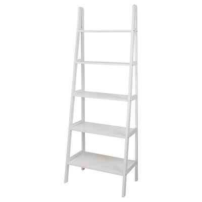 5 Shelf Ladder Bookcase White - Flora Home