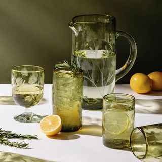 Etched Thistle Tumbler, Set of 4