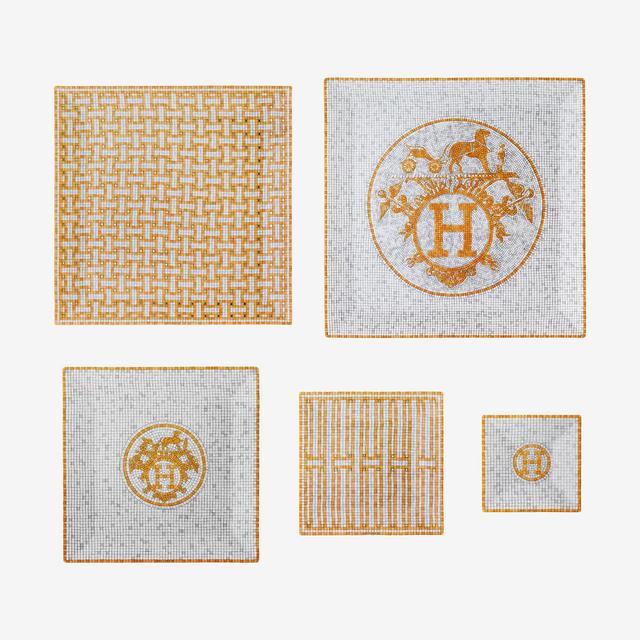 Mosaique au 24 gold set of 5 square plates