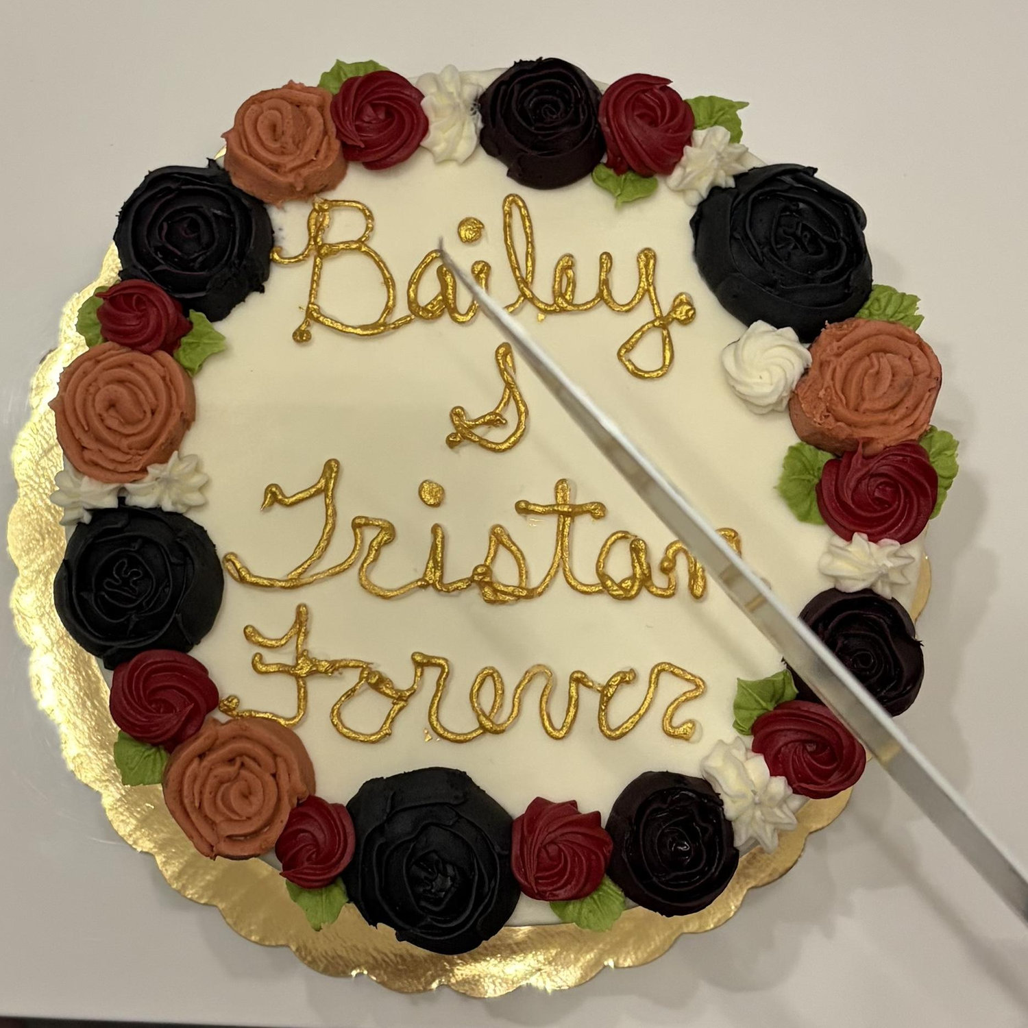 Tristan designed the most perfect cake at a local bakery in Denver