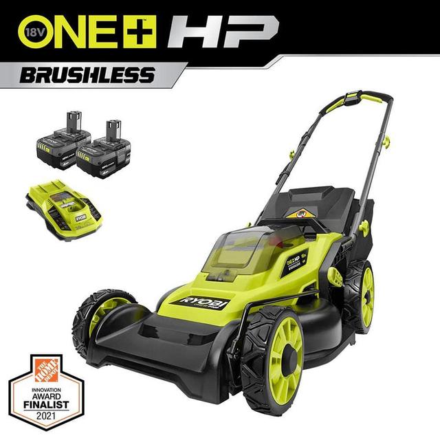 ONE+ HP 18V Brushless 16 in. Cordless Battery Lawn Mower with (2) 4.0 Ah Batteries and (1) Charger