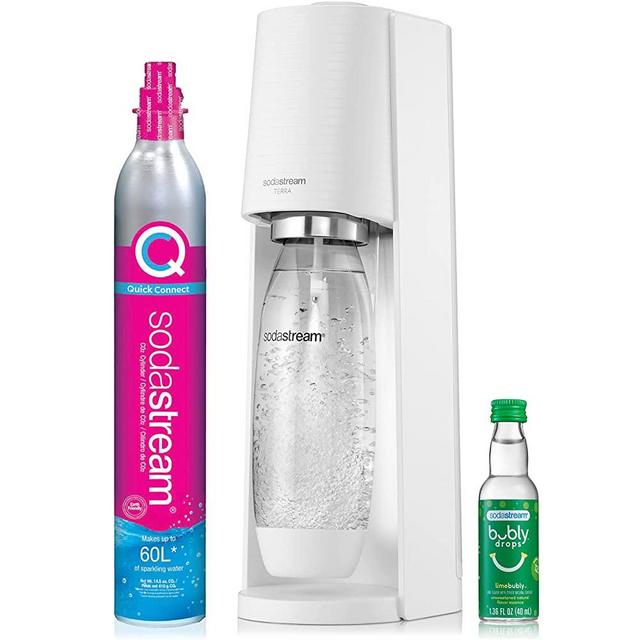 SodaStream Terra Sparkling Water Maker (White) with CO2, DWS Bottle and Bubly Drop
