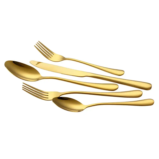 VEVOR 100-Piece Gold Silverware Set, Food-Grade Stainless Steel Flatware Utensils for 20, Mirror Finished Cutlery Set,Gold