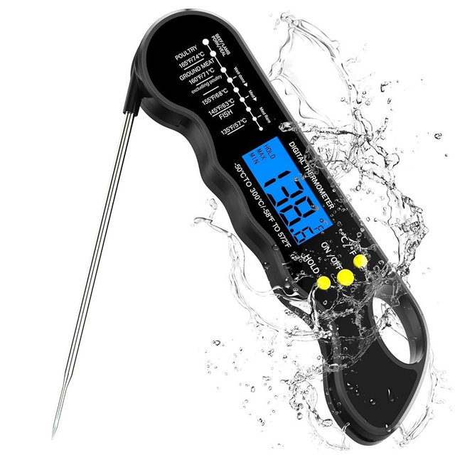 TRAUSI Instant Read Meat Thermometer, Fast & Accurate Digital Food Thermometer with Backlight, Waterproof & Magnet for Grilling, Cooking, BBQ, Smoker, Baking, and Candy Making