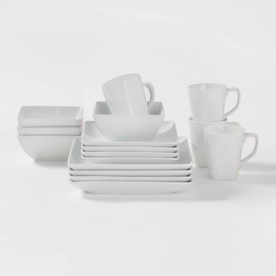 Square Rim Porcelain 16pc Dinnerware Set - Threshold™