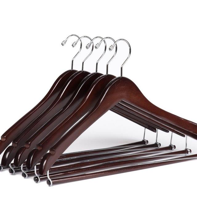 Quality Hangers Wooden Hangers Beautiful Sturdy Suit Coat Hangers with Locking Bar Mahogany (5)