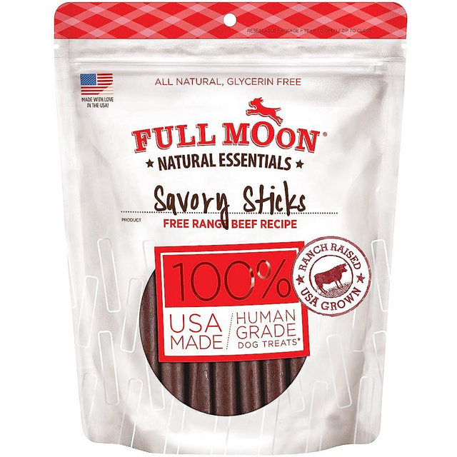 Full Moon All Natural Human Grade Dog Treats, Essential Beef Savory Sticks, 22 Ounce