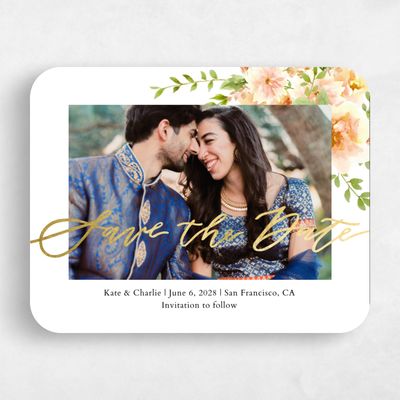 Orange Rounded Wedding Save the Date - Tillage Landscape