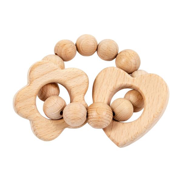 Wooden Teether, Flower & Heart