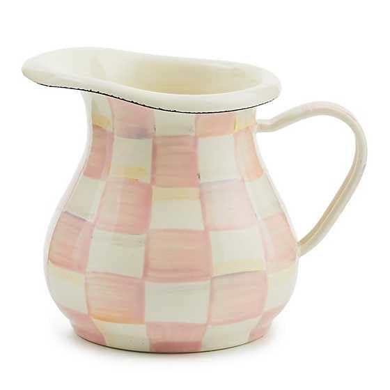 MACKENZIE-CHILDS Rosy Check Enamel Creamer, Creamer Dispenser with Pour Spout, Kitchen Enamelware