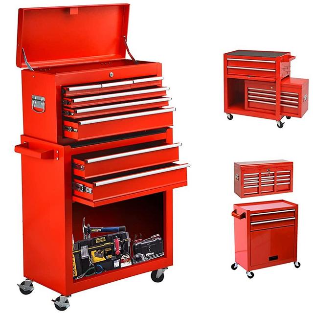 High Capacity 8-Drawer Rolling Tool Cabinet,Tool Box with Wheels and Drawer,Detachable Organizer Tool Chest Combo,Mobile Lockable Toolbox for Workshop Garage Mechanics