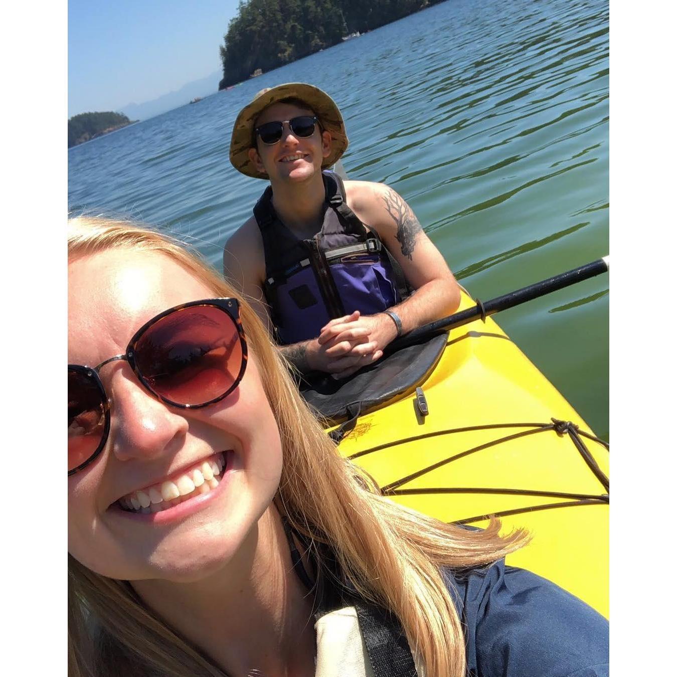 Deception Pass, 2018. Ben surprised Audrey for their 1 year anniversary with a boat and kayaking tour of Deception Pass.