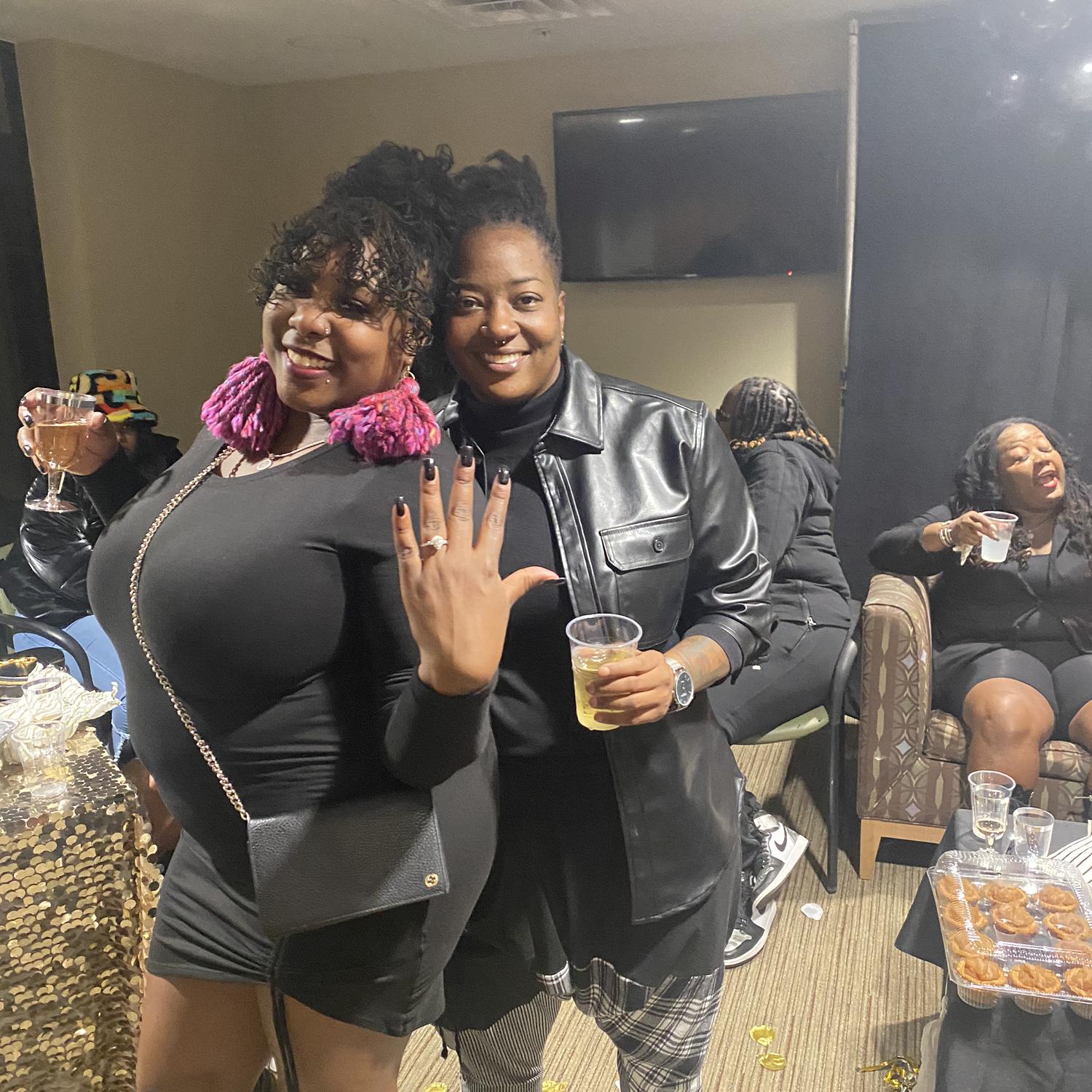 Showing off her ring!