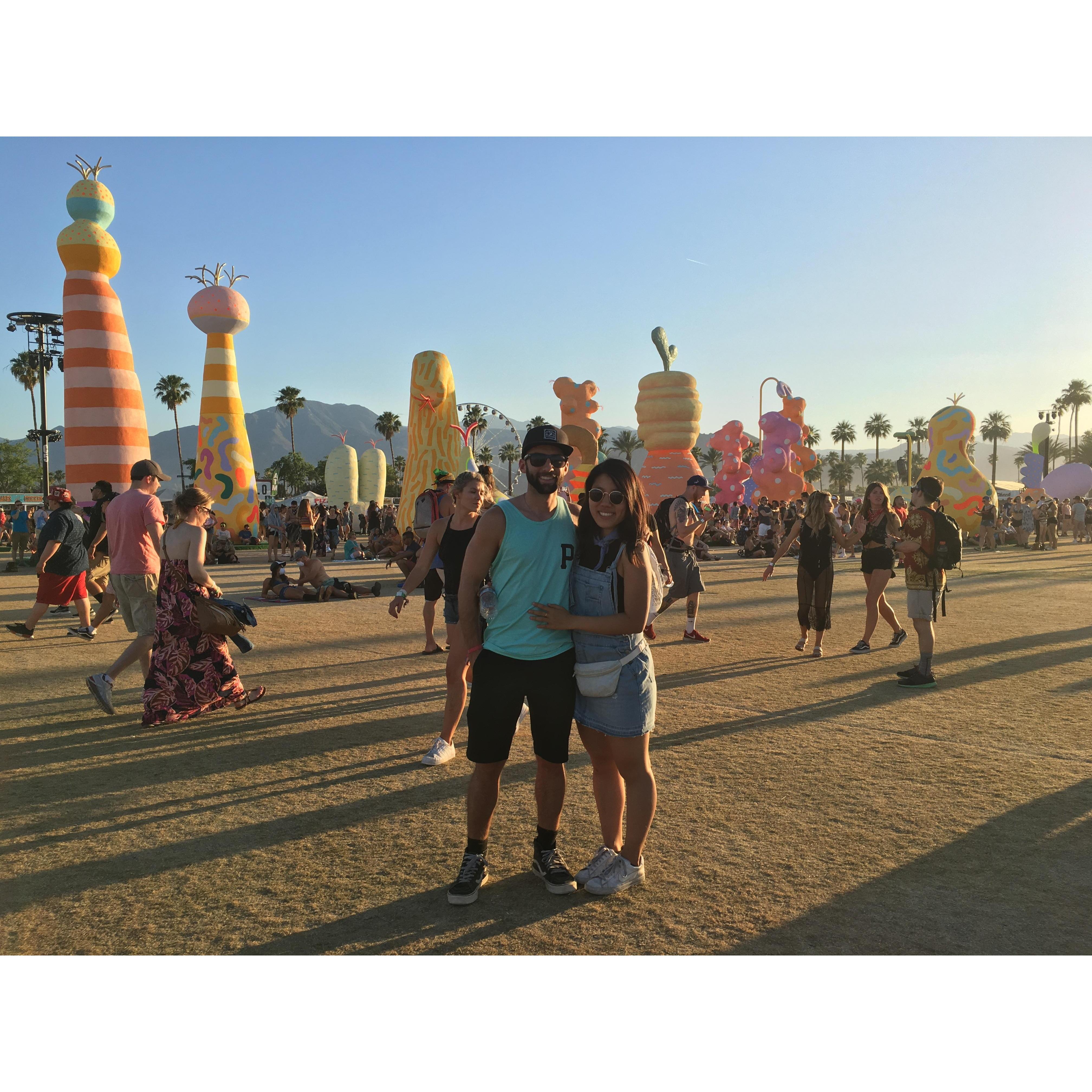 It us at Coachella 2017. We bought tickets 3 months into dating so we're smiling here because we made it fam.