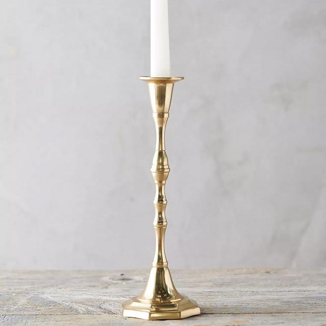 Antiqued Brass Candlestick, Tall