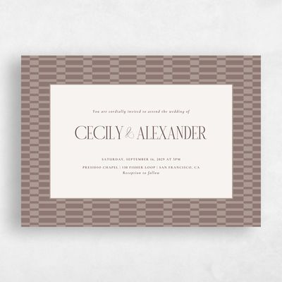 Brown Bordered Wedding Invitation - Jody Landscape