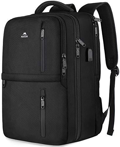 Carry On Luggage Backpack,Travel Laptop Backpack with Shoe Compartment USB Charging Port for Women Men,Matein Anti-Theft Lightweight Business College Computer Bookbag Fit 15.6 inch Notebook,Black